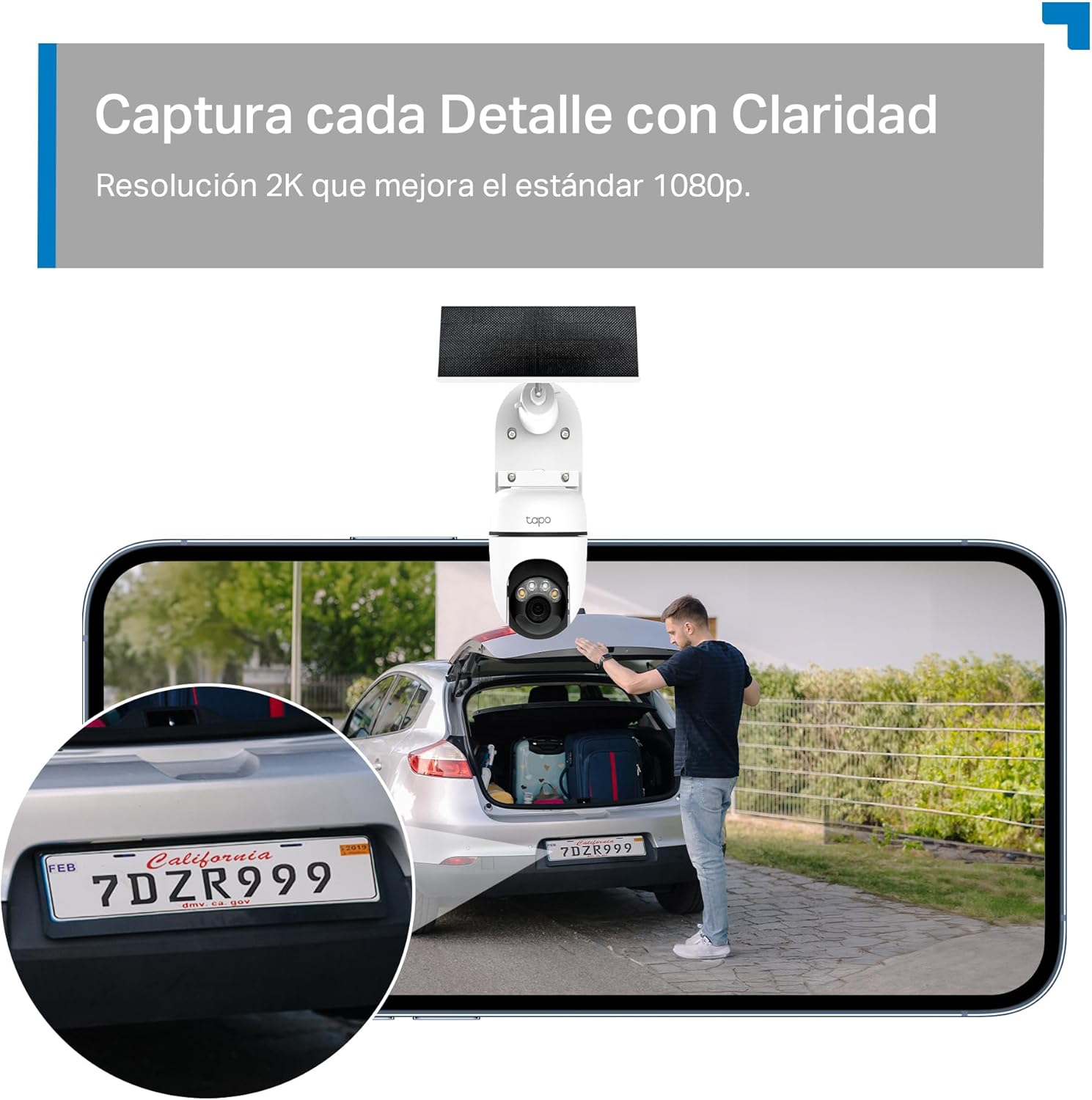 Tapo C610 Kit – Cámara de Vigilancia 360º con Panel Solar y Batería, 2K 3MP, Detección IA Gratuita, Batería 6700 mAh, Seguimiento de Movimiento, Visión Nocturna a Color