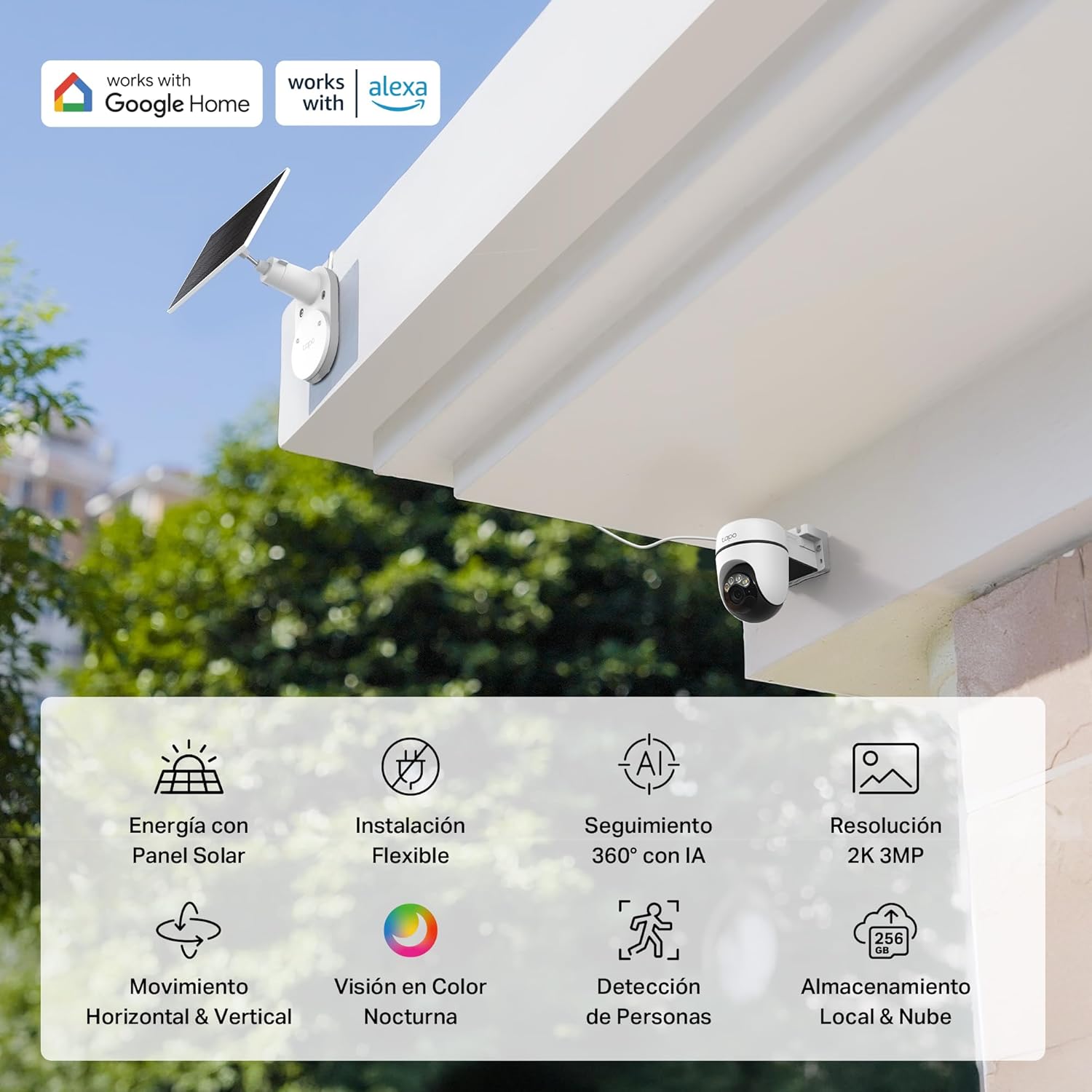 Tapo C610 Kit – Cámara de Vigilancia 360º con Panel Solar y Batería, 2K 3MP, Detección IA Gratuita, Batería 6700 mAh, Seguimiento de Movimiento, Visión Nocturna a Color