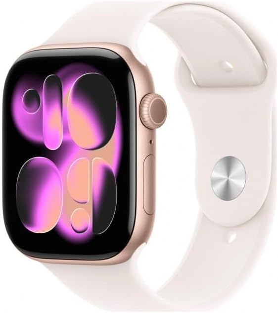 Apple Reloj inteligente Watch Series 11 GPS + Cellular de 42 mm con caja de aluminio gris espacial con correa deportiva negra S/M. Puntuación de sueño, monitor de fitness, monitoreo de salud, pantalla